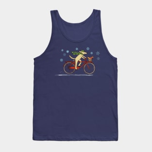 Cycling Dog and Squirrel | Cute Animals Holiday Tank Top